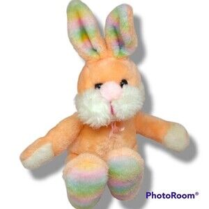 Target Dayton Hudson Orange Bunny Plush-Easter Rabbit-Rainbow Ears-Vintage